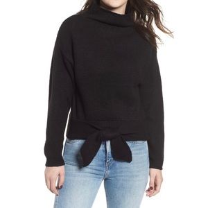 Tie hem funnel neck sweater